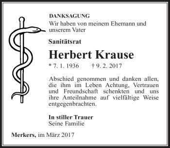 Traueranzeige von Herbert Krause von Südthüringer Presse