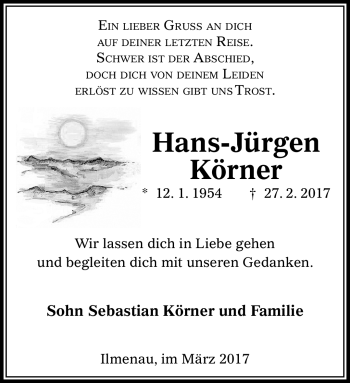 Traueranzeige von Hans-Jürgen Körner von Südthüringer Presse