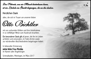 Traueranzeige von Otto Bichtler von Südthüringer Presse