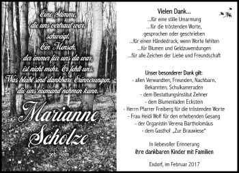 Traueranzeige von Marianne Scholz von Südthüringer Presse