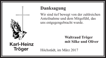 Traueranzeige von Karl-Heinz Tröger von Frankenpost