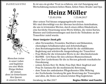 Traueranzeige von Heinz Möller von Südthüringer Presse