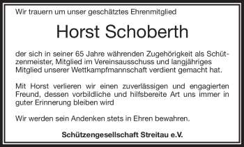 Traueranzeige von Horst Schoberth von Frankenpost