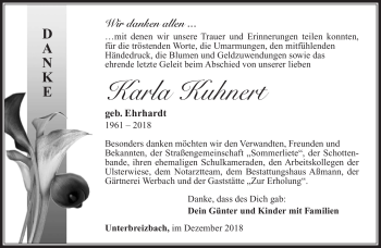 Traueranzeige von Karla Kuhnert von Südthüringer Presse