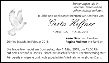 Traueranzeige von Gerta Heffner von Neue Presse Coburg