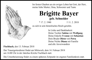Traueranzeige von Brigitte Bayer von Neue Presse Coburg