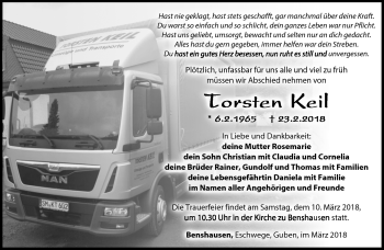 Traueranzeige von Torsten Kreil von Südthüringer Presse