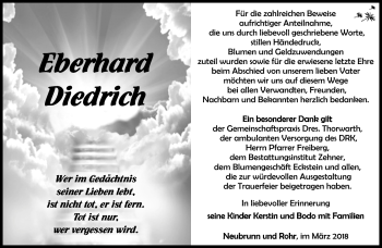 Traueranzeige von Eberhard Diedrich von Südthüringer Presse