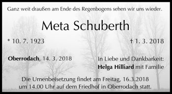 Traueranzeige von Meta Schuberth von Neue Presse Coburg