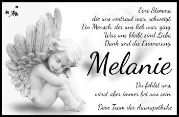 Traueranzeige von Melanie Wicht von Südthüringer Presse