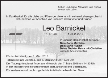 Traueranzeige von Leo Barnickel von Neue Presse Coburg