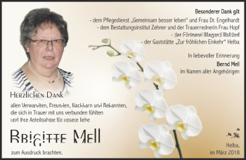 Traueranzeige von Brigitte Mell von Südthüringer Presse