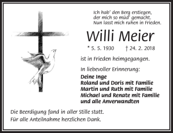 Traueranzeige von Willi Meier von Frankenpost