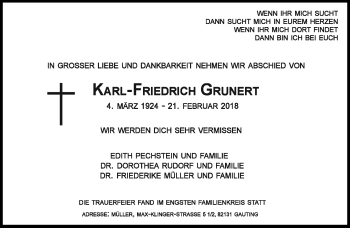 Traueranzeige von Karl-Friedrich Grunert von Frankenpost