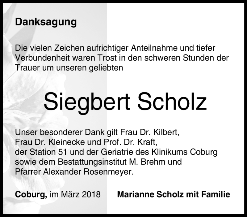  Traueranzeige für Siegbert Scholz vom 10.03.2018 aus Neue Presse Coburg