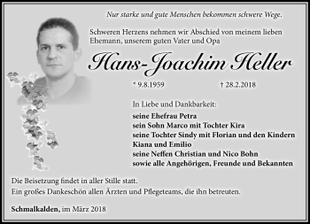Traueranzeige von Hans-Joachim Heller von Südthüringer Presse