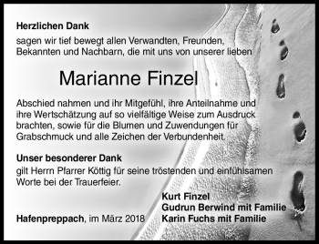 Traueranzeige von Marianne Finzel von Neue Presse Coburg