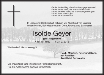 Traueranzeige von Isolde Geyer von Frankenpost