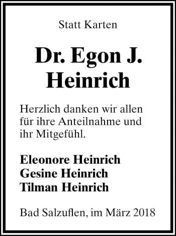 Traueranzeige von Egon Heinrich von Frankenpost