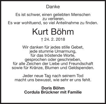 Traueranzeige von Kurt Böhm von Neue Presse Coburg