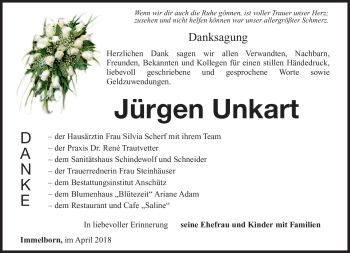 Traueranzeige von Jürgen Unkrat von Südthüringer Presse