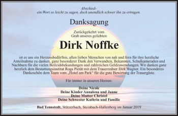 Traueranzeige von Dirk Noffke von Südthüringer Presse
