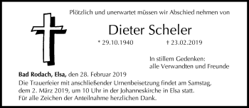 Traueranzeige von Dieter Scheler von Neue Presse Coburg