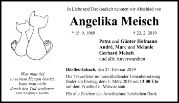 Traueranzeige von Angelika Meisch von Neue Presse Coburg