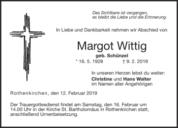 Traueranzeige von Margot Wittig von Neue Presse Coburg