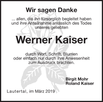 Traueranzeige von Werner Kaiser von Neue Presse Coburg
