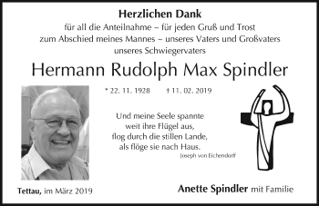 Traueranzeige von Hermann Spindler von Neue Presse Coburg
