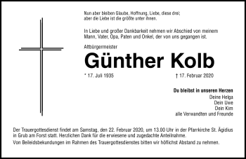 Traueranzeige von Günther Kolb von Neue Presse Coburg