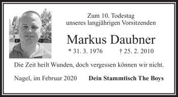 Traueranzeige von Markus Daubner von Frankenpost
