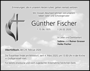 Traueranzeige von Günther Fischer von Neue Presse Coburg