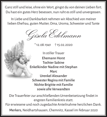 Traueranzeige von Gisela Edelmann von Südthüringer Presse