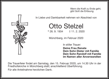 Traueranzeige von Otto Stelzel von Frankenpost