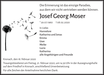 Traueranzeige von Josef Georg Moser von Neue Presse Coburg