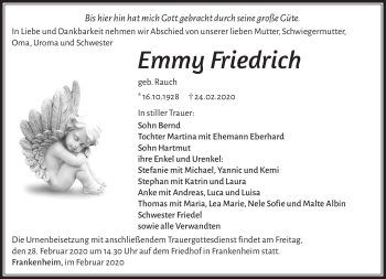 Traueranzeige von Emmy Friedrich von Südthüringer Presse