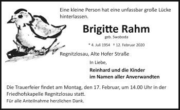 Traueranzeige von Brigitte Rahm von Frankenpost