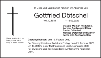 Traueranzeige von Gottfried Dötschel von Neue Presse Coburg