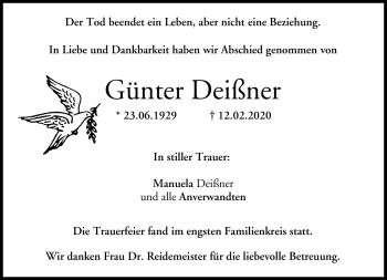 Traueranzeige von Günter Deißner von Neue Presse Coburg