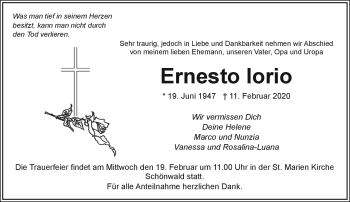 Traueranzeige von Ernesto Iorio von Frankenpost