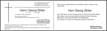 Traueranzeige von Georg Stiller von Frankenpost