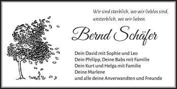 Traueranzeige von Bernd Schäfer von Frankenpost