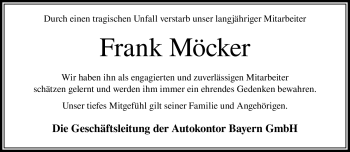 Traueranzeige von Frank Möcker von Südthüringer Presse