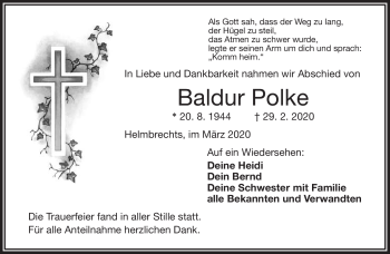 Traueranzeige von Baldur Polke von Frankenpost
