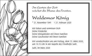 Traueranzeige von Waldemar Könige von Südthüringer Presse