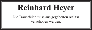 Traueranzeige von Reinhard Heyer von Südthüringer Presse