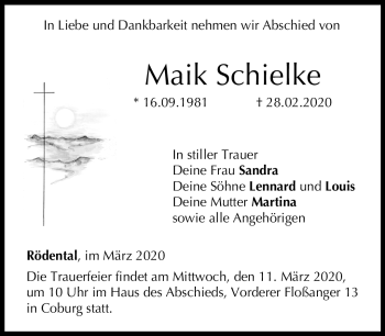Traueranzeige von Maik Schielke von Neue Presse Coburg