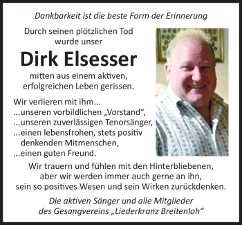 Traueranzeige von Dirk Elsesser von Neue Presse Coburg